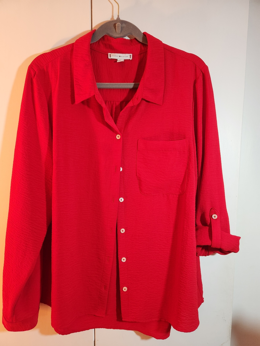 Tommy Hilfiger Bright Red Button-Down Shirt